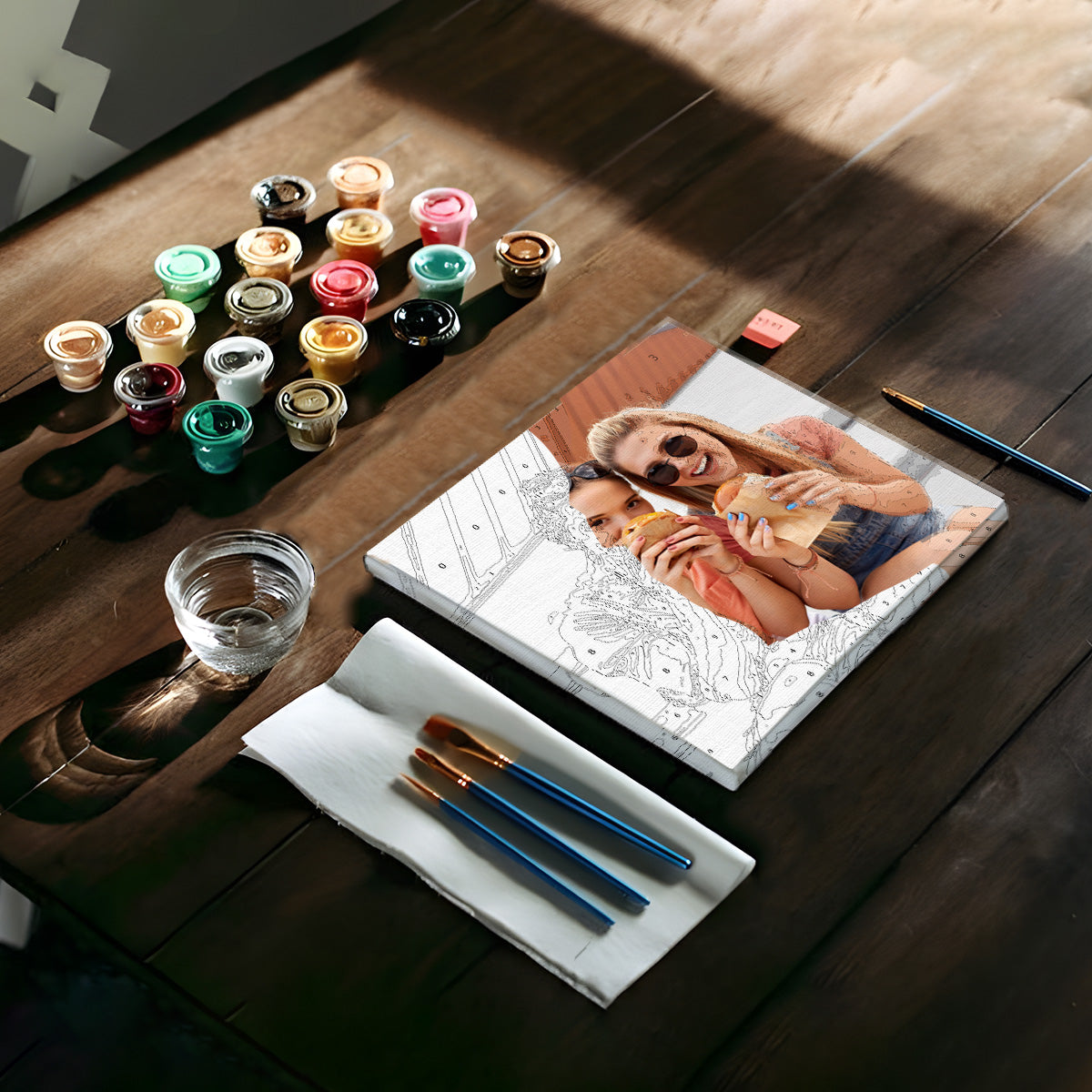 Kit de peinture par numéros personnalisé pour frères et sœurs avec photo personnalisée