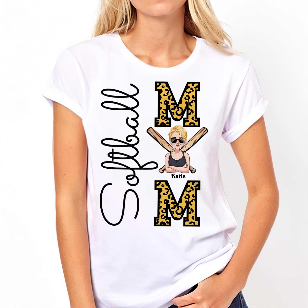 Maman de joueuse de softball - T-shirt et sweat à capuche personnalisés pour joueuses de softball