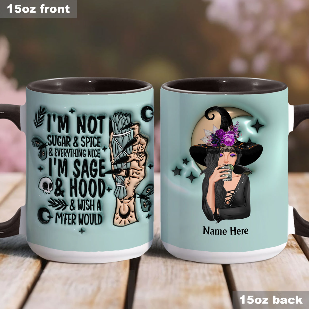 Je ne suis pas douce et gentille, je suis sage et authentique - Mug personnalisé à l'effigie d'une sorcière