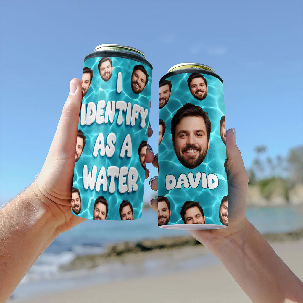 I Identify As Water - Beer gift for dad, him, husband, boyfriend - Personalized Can Cooler