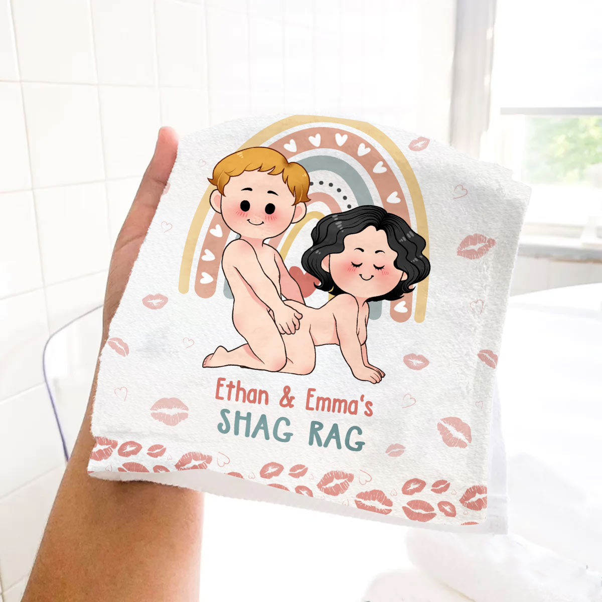 Serviette de toilette personnalisée pour couple - Shag Rag après l'amour