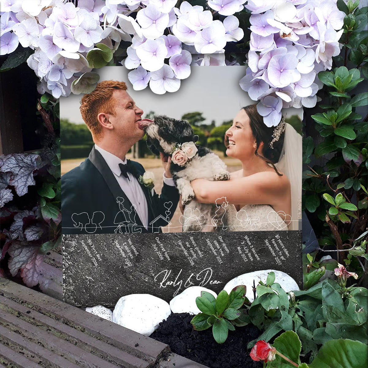 Notre histoire jusqu'à présent - Pierre carrée personnalisée pour mari et femme