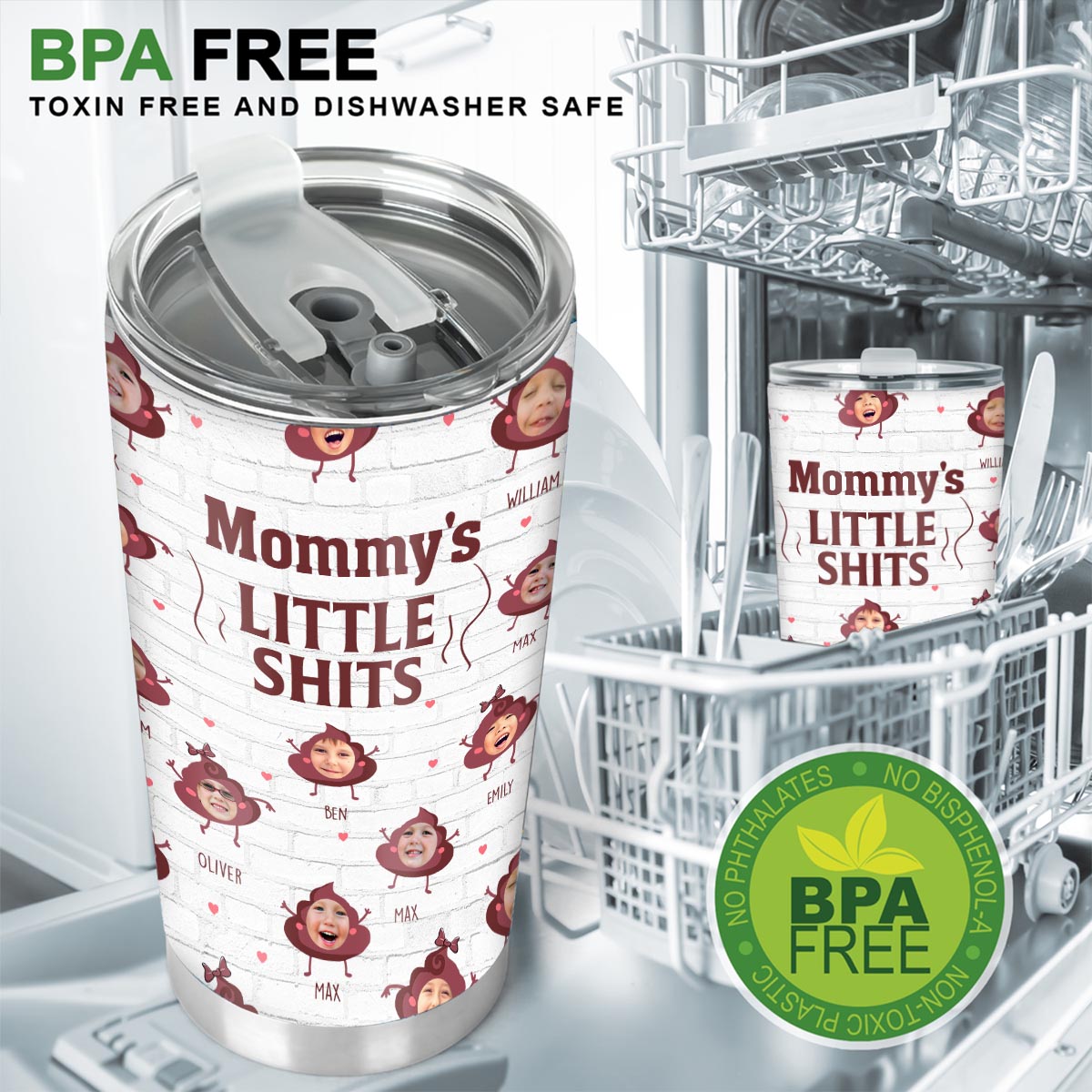 « Papa Petits cons » - Cadeau pour papa, grand-mère, grand-père, maman, oncle, tante, frère, sœur - Gobelet isotherme personnalisé