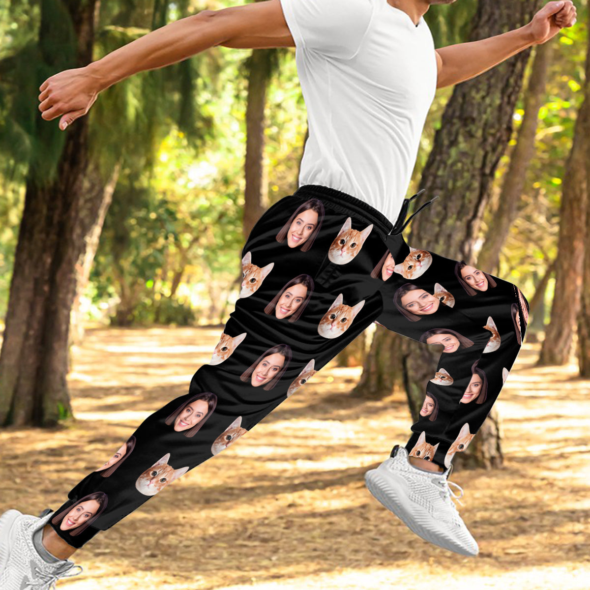 Pantalon de survêtement unisexe personnalisé avec photo - Cadeau idéal pour les amoureux des chats et des chiens - Pantalon de survêtement unisexe personnalisé