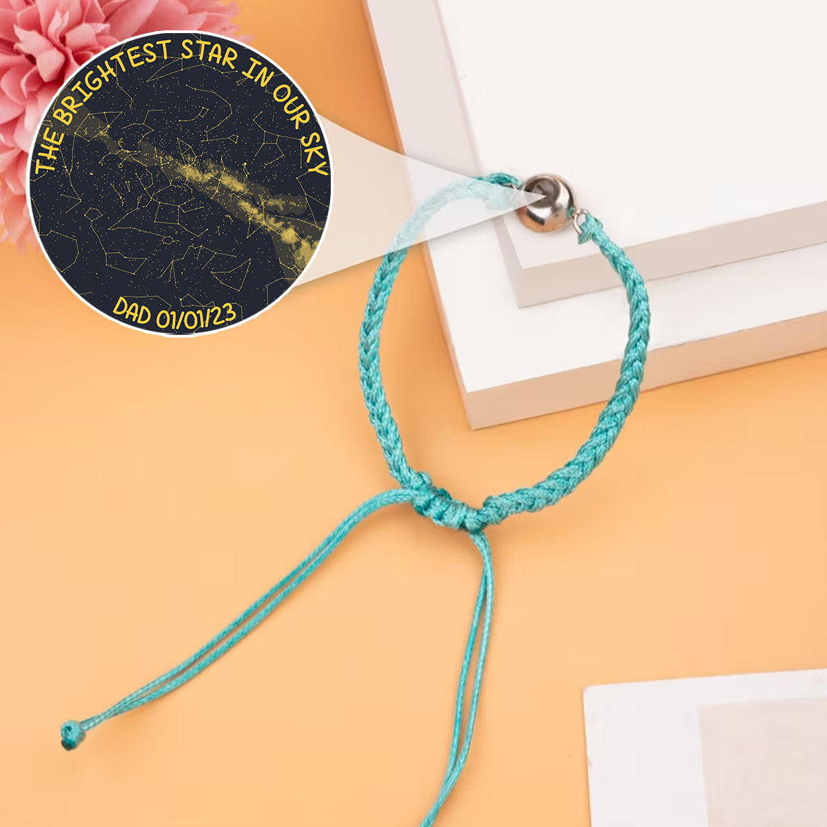 Carte du ciel personnalisée « L'étoile la plus brillante de notre ciel » - Cadeau commémoratif pour la perte d'un chien ou d'un chat - Bracelet de projection personnalisé