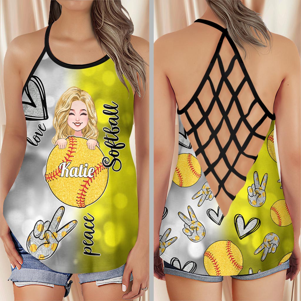 Maman de softball cool - Débardeur de softball personnalisé à croix