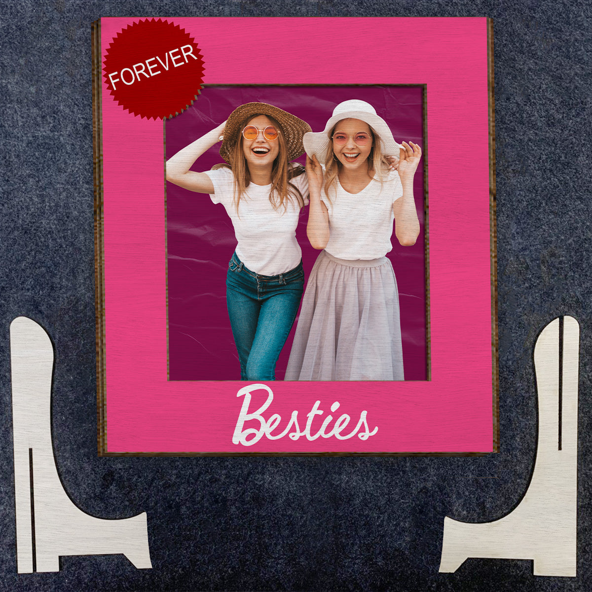 Meilleures amies pour toujours - Plaque en bois personnalisée à 2 couches