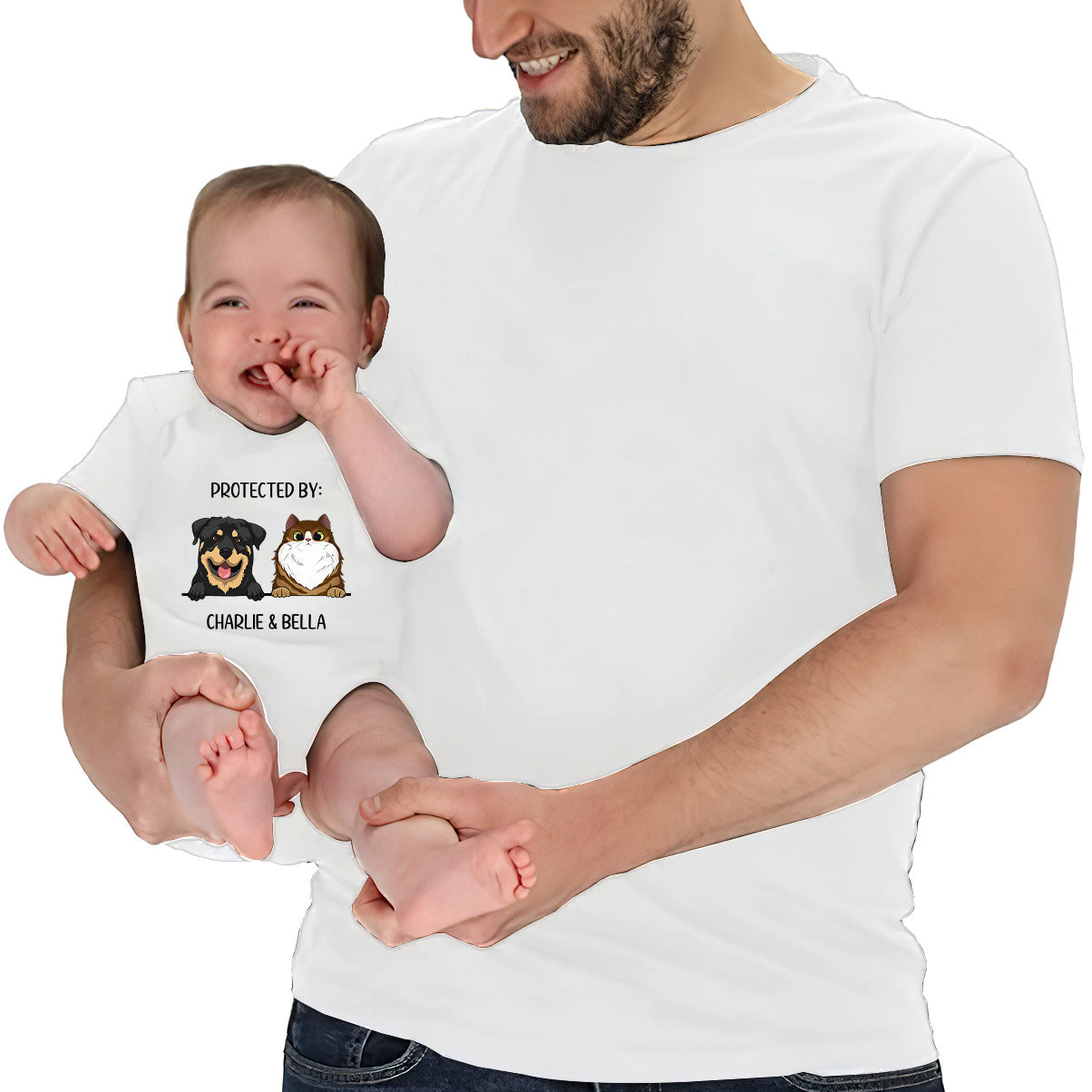 Bébé protégé par - Body bébé personnalisé avec un chien