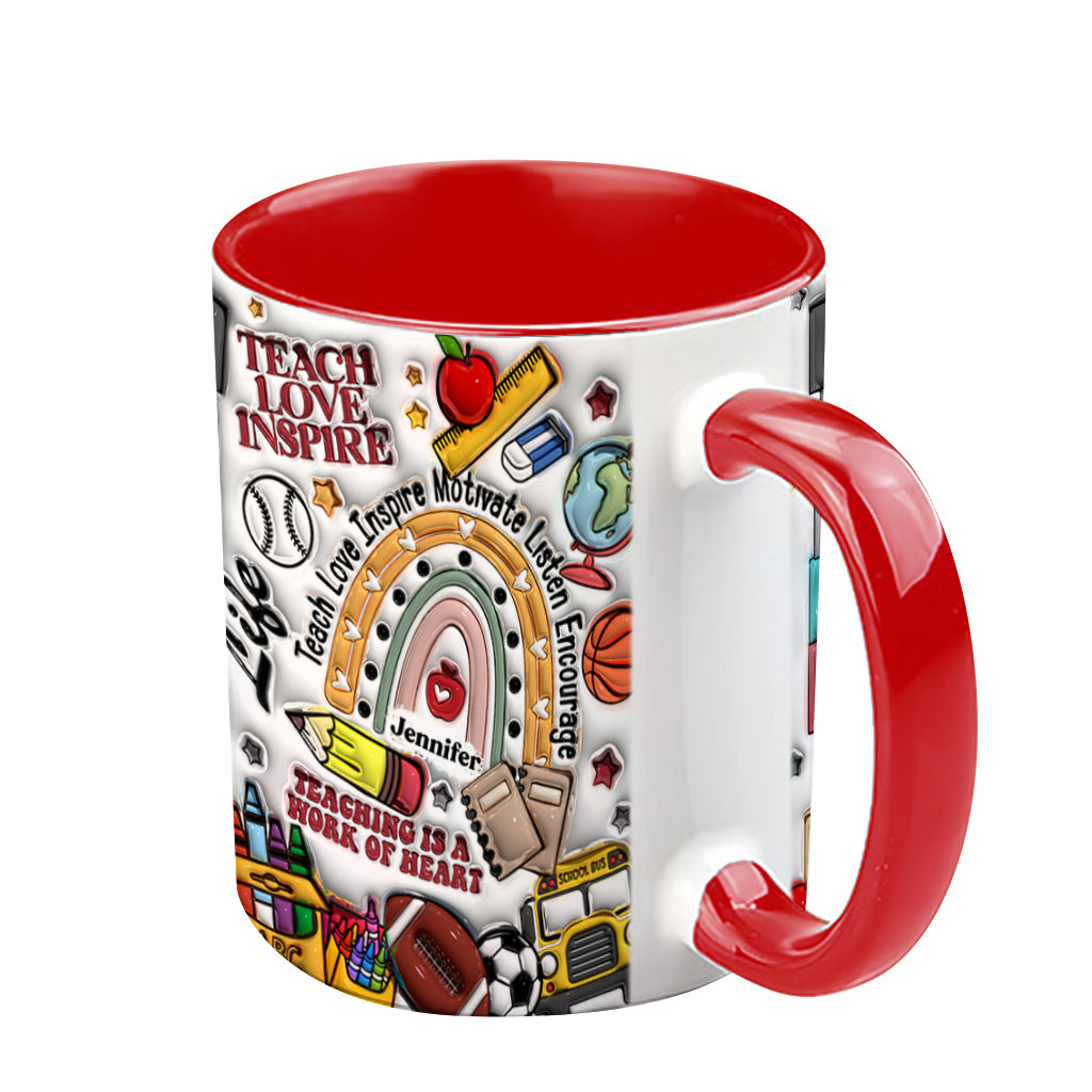 Enseigner, aimer, inspirer - Mug personnalisé pour enseignants