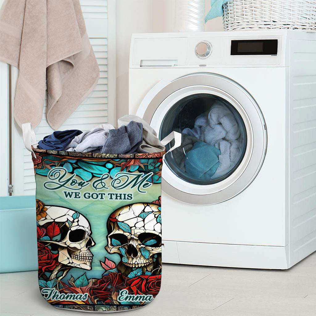 Couple de crânes - Cadeau crâne pour mari, femme, petit ami, petite amie - Panier de rangement personnalisé