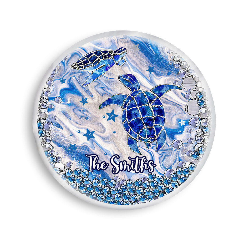 Coussin personnalisé en forme de tortue bleue