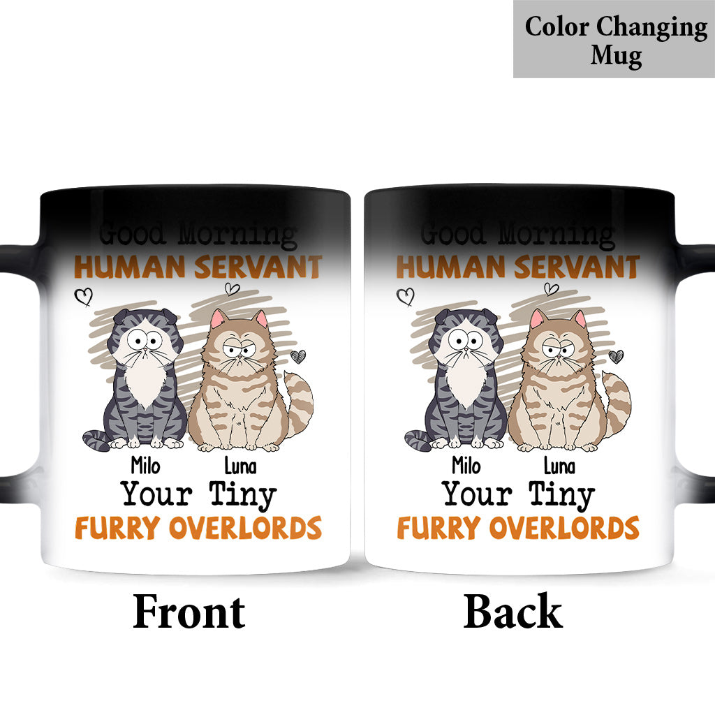 Mug chat personnalisé « Bonjour serviteur humain »