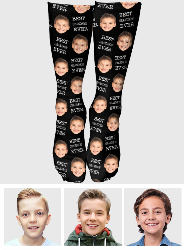 Face personnalisée - Chaussettes personnalisées pour petit-fils