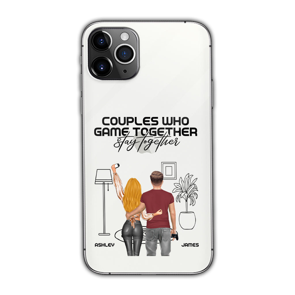 Les couples qui jouent ensemble restent ensemble - Coque de téléphone transparente personnalisée pour jeux vidéo