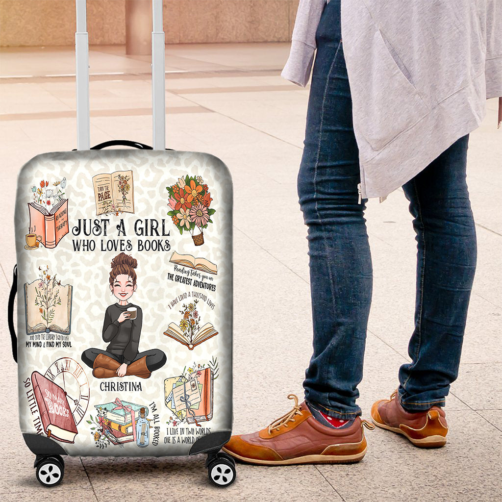 Une fille qui aime les livres - Housse de valise personnalisée en forme de livre