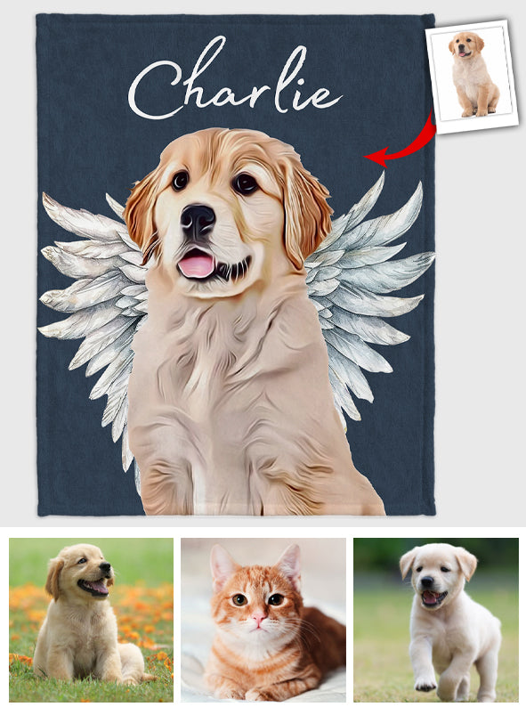 Couverture personnalisée Ailes d'ange pour chien et chat - Cadeau idéal pour les amoureux des chiens et des chats, ou pour ceux qui ont perdu leur animal -
