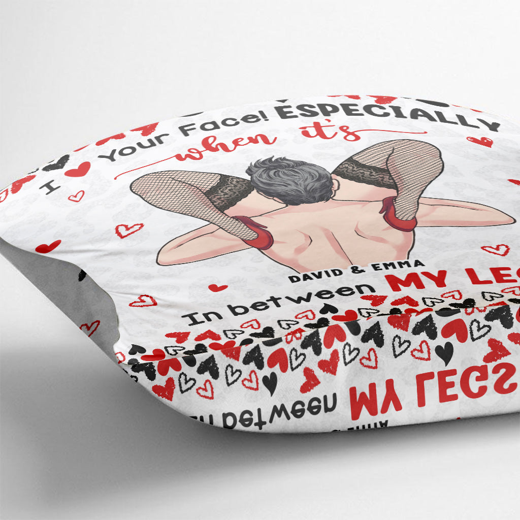 Coussin décoratif personnalisé pour couple « J'adore ton visage coquin »