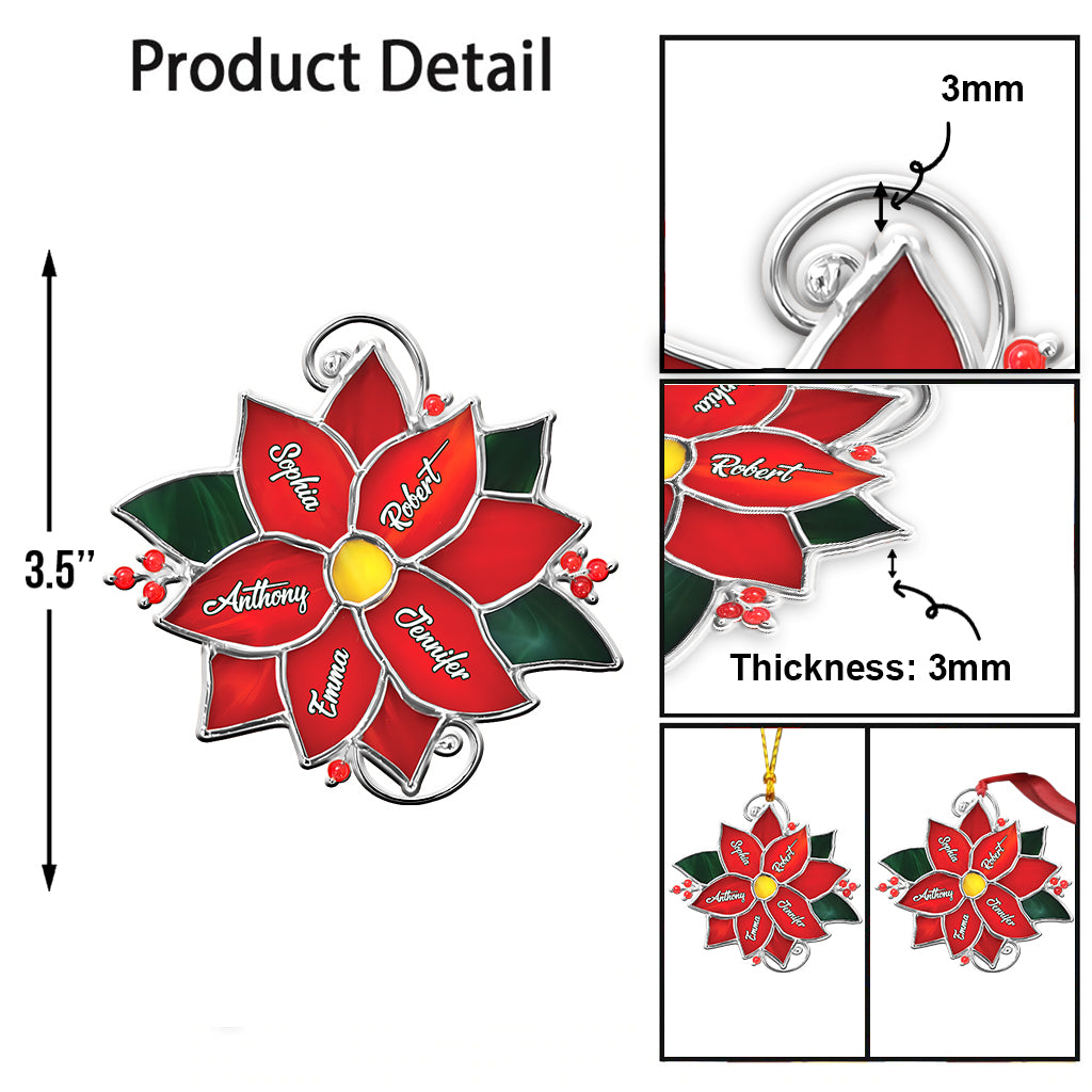 Fleur de Noël familiale - Ornement familial personnalisé
