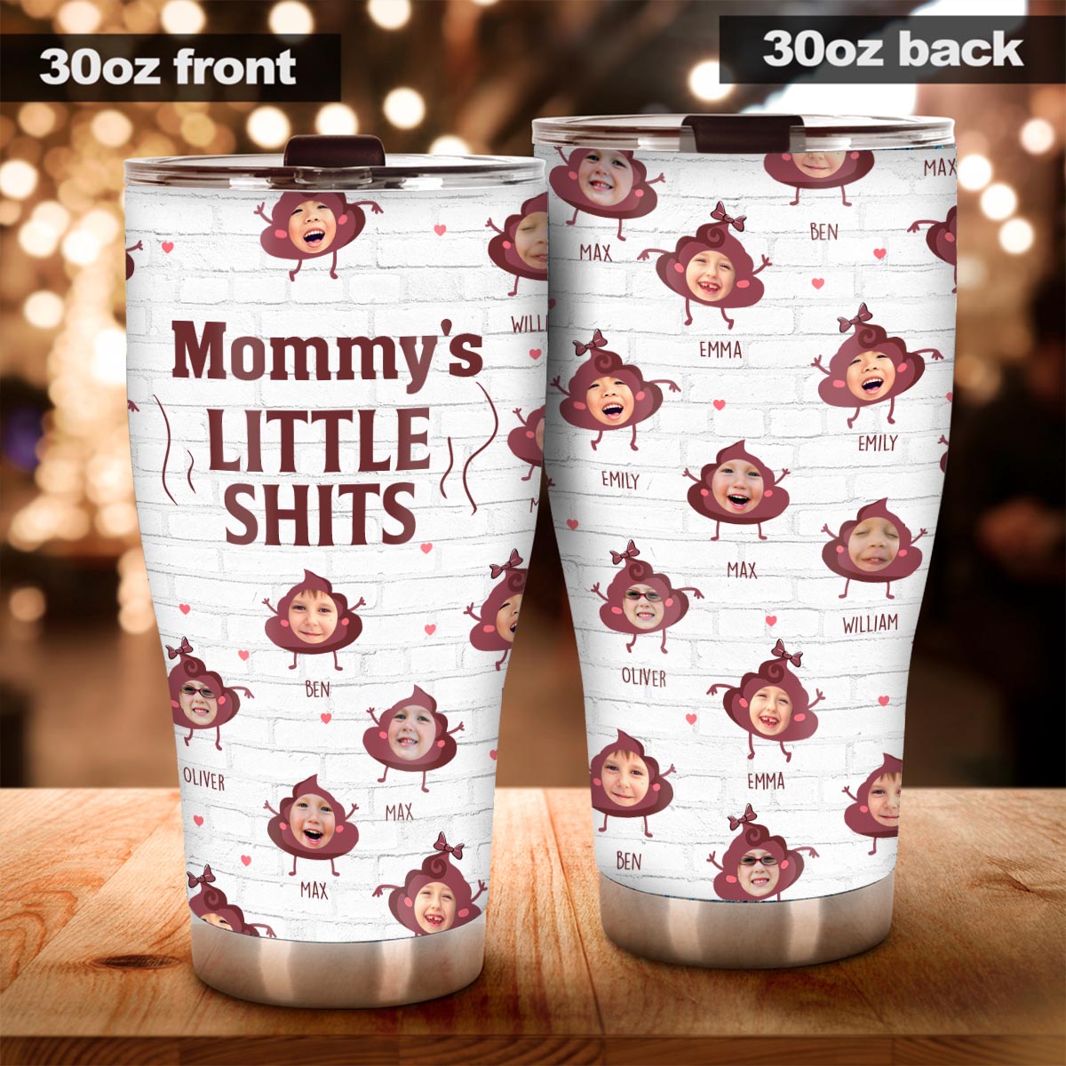 « Papa Petits cons » - Cadeau pour papa, grand-mère, grand-père, maman, oncle, tante, frère, sœur - Gobelet isotherme personnalisé