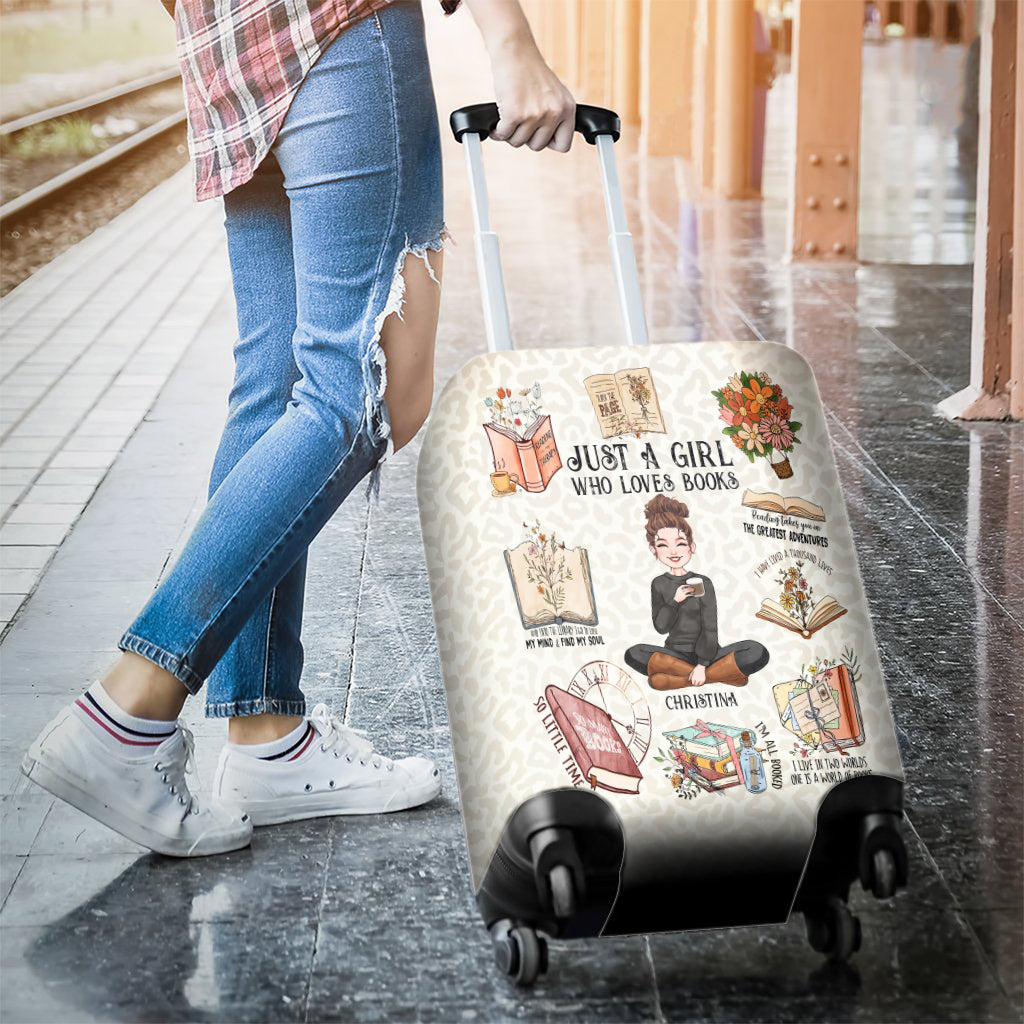 Une fille qui aime les livres - Housse de valise personnalisée en forme de livre