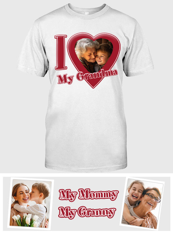 J'aime ma grand-mère/mamie/maman... - T-shirt et sweat à capuche personnalisés pour grand-mère