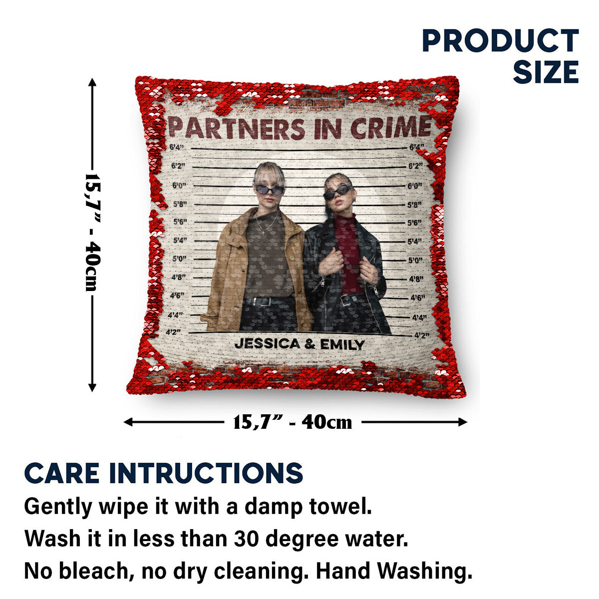 Complices - Cadeau pour une amie - Housse de coussin à sequins personnalisée 