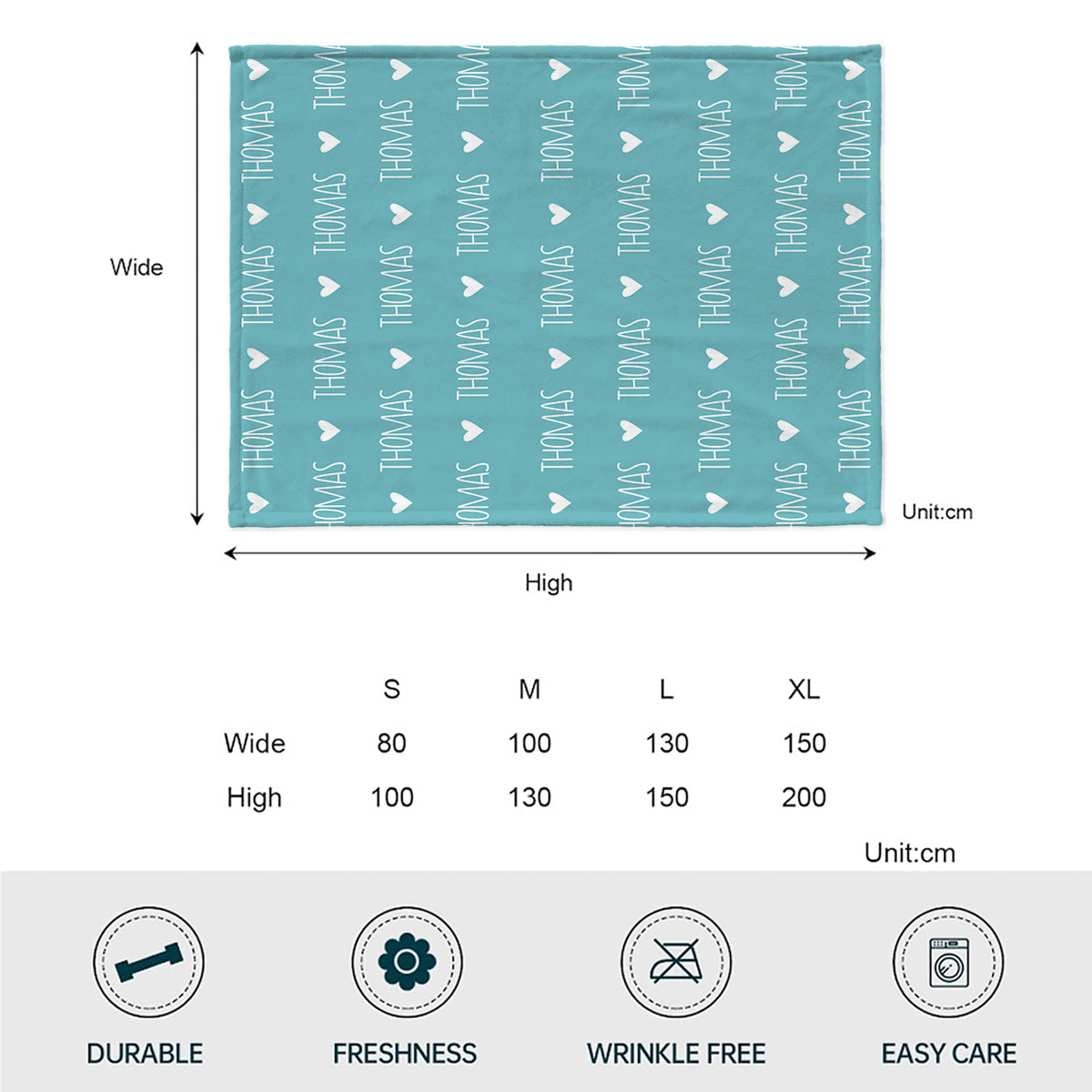 Couverture personnalisée pour petit-fils avec motif cœur et prénom