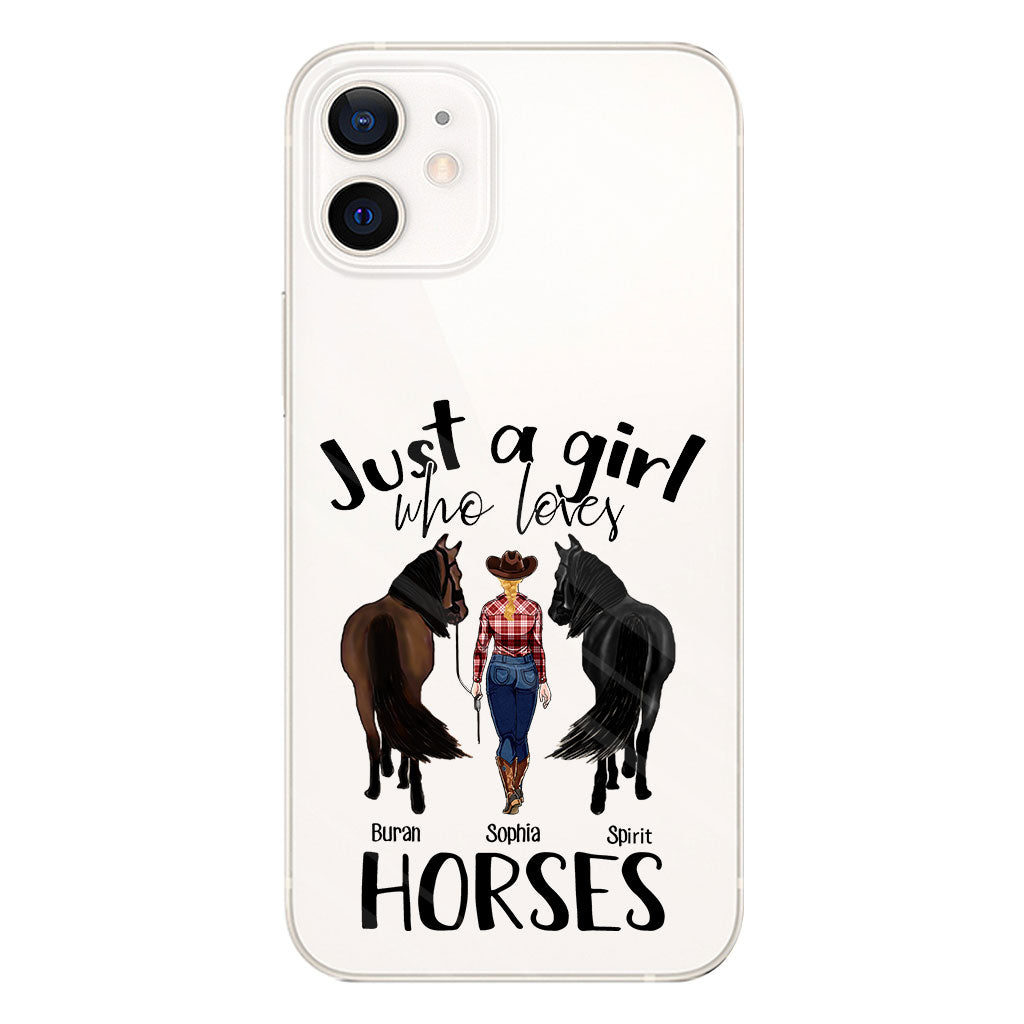 Juste une fille qui aime les chevaux - Coque de téléphone transparente personnalisée avec motif cheval