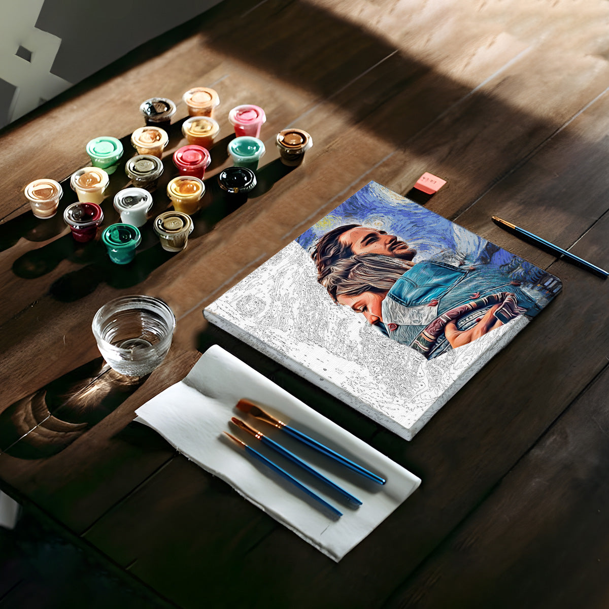 Nuit étoilée - Kit de peinture par numéros personnalisé pour couple