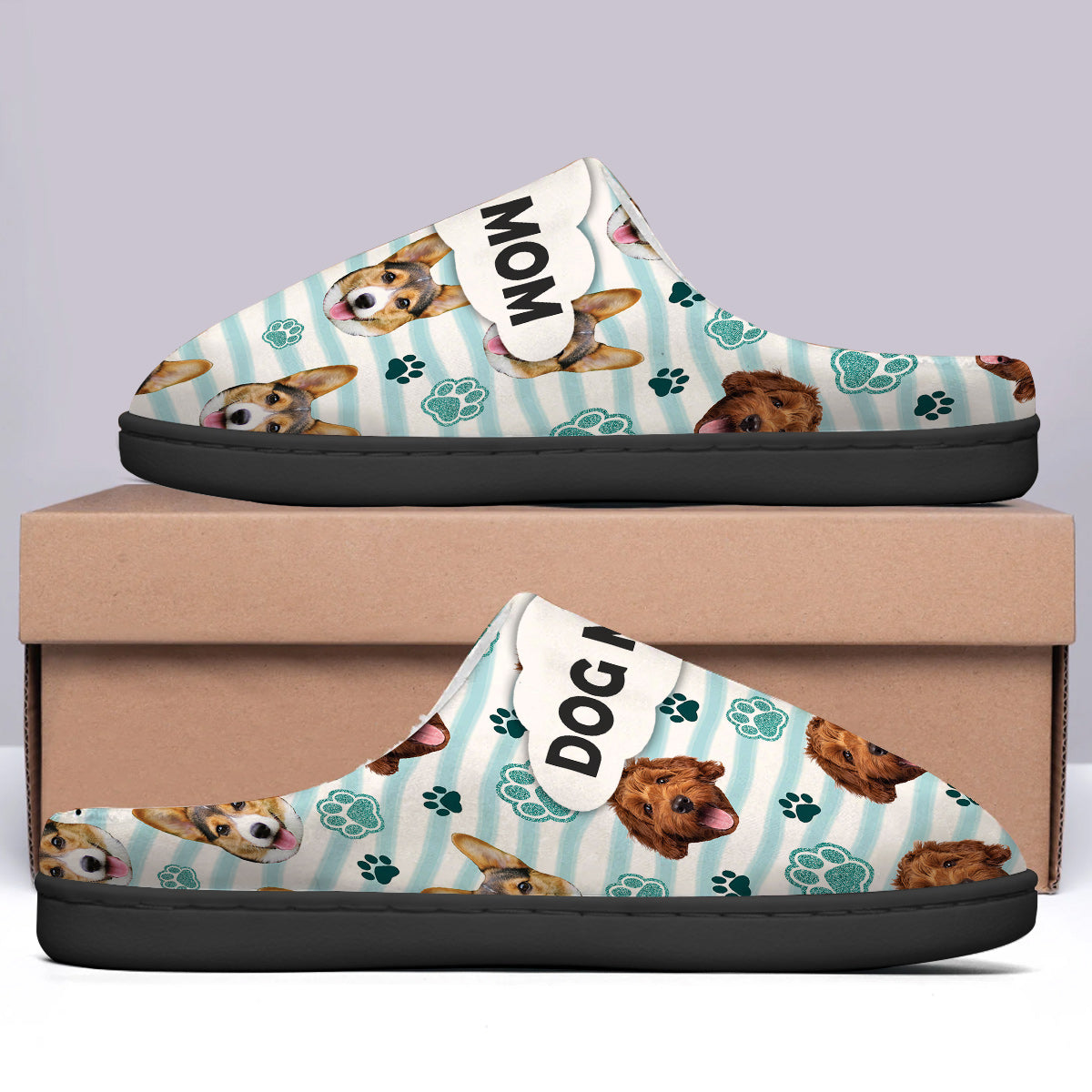 Maman de chien - Pantoufles personnalisées pour chien