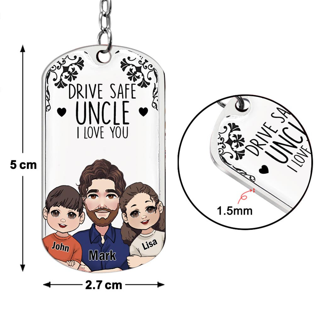 Conduisez prudemment - Cadeau pour grand-père, papa, oncle, frère - Porte-clés personnalisé en acier inoxydable