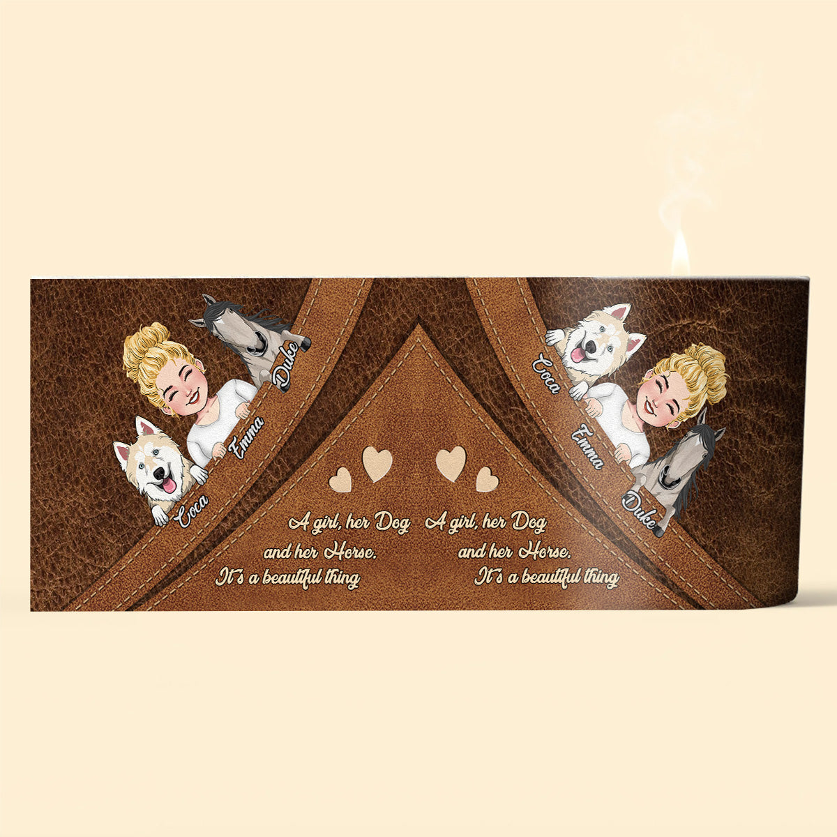Quelle belle chose ! Bougie personnalisée en forme de cheval avec couvercle en bois
