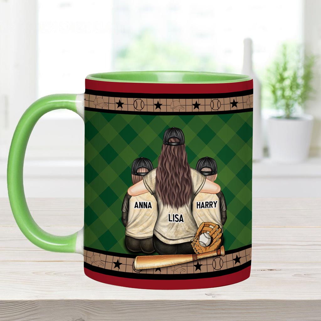 Mon cœur est sur le terrain - Mug personnalisé sur le thème du baseball