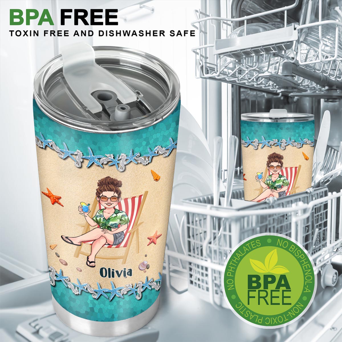 La vie est plus belle à la plage - Gobelet personnalisé pour les amoureux de la mer