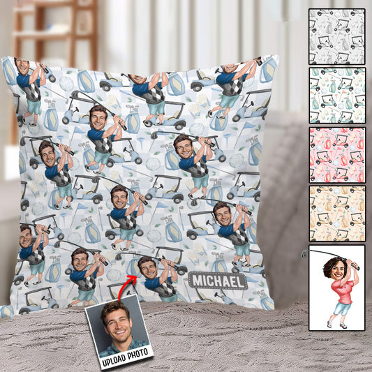 Coussin de golf personnalisé avec photo humoristique - Golfeur humoristique