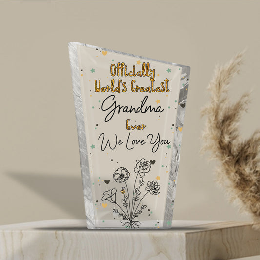 Officiellement la meilleure maman du monde ! – Cadeau pour maman, grand-mère, épouse, papa, grand-père, mari – Plaque acrylique personnalisée.