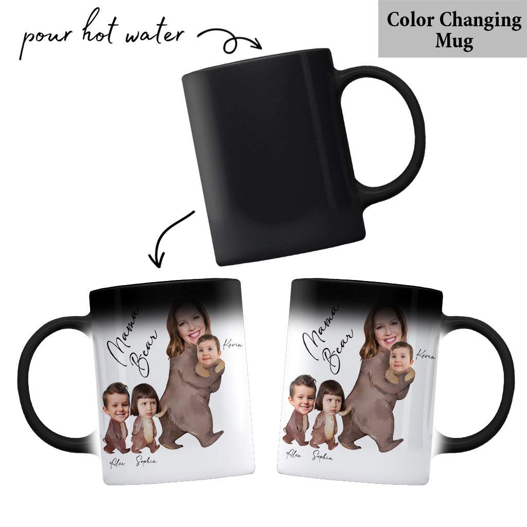 Mug personnalisé « Maman Ours » avec photo aquarelle - Mug personnalisé pour maman