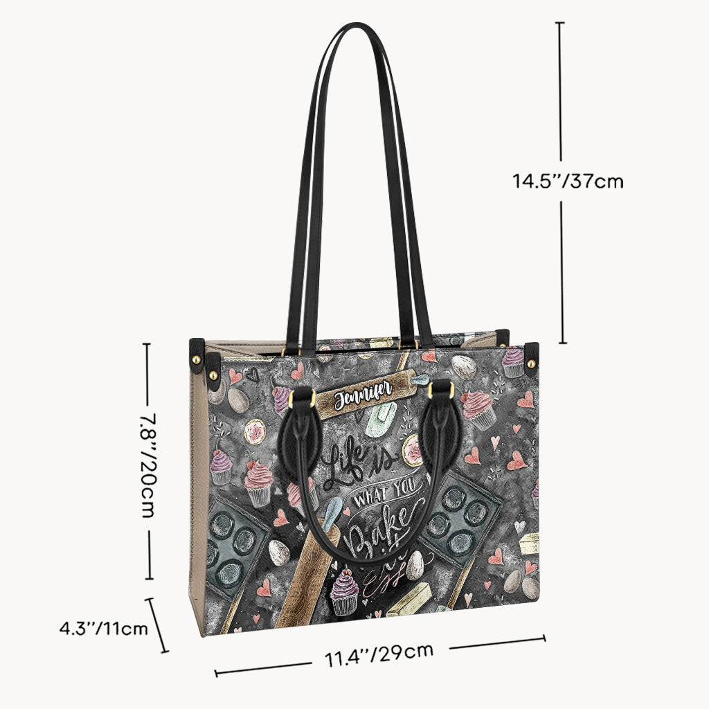 La vie est ce que vous en faites - Sac à main en cuir personnalisé pour la pâtisserie