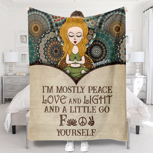 I'm Mostly Peace - Personalized Yoga Blanket