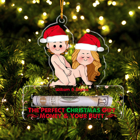 Le cadeau de Noël idéal - Ornement transparent personnalisé pour couple