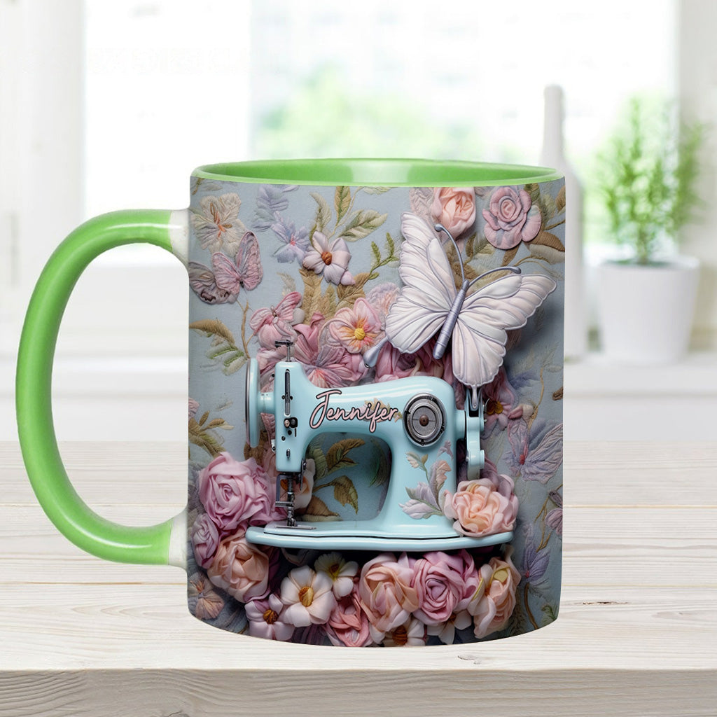 Floral Sewing Machine - Personalized Sewing Accent Mug