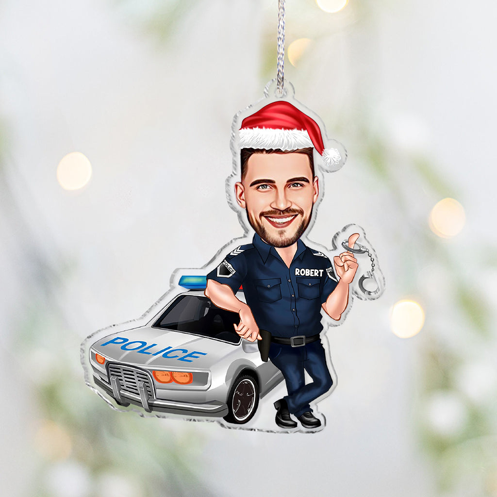 Servir et protéger - Ornement transparent personnalisé pour policier