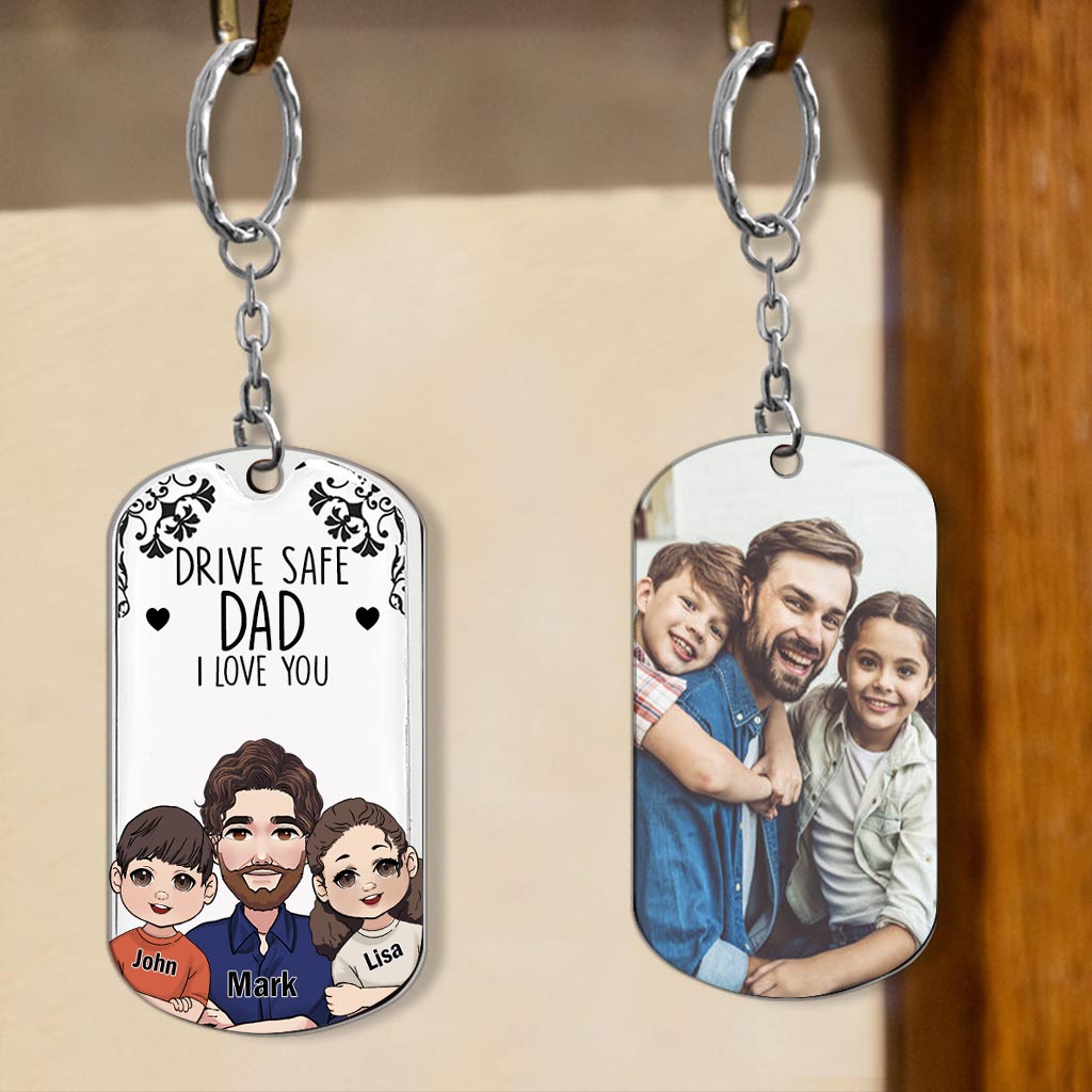 Conduisez prudemment - Cadeau pour grand-père, papa, oncle, frère - Porte-clés personnalisé en acier inoxydable