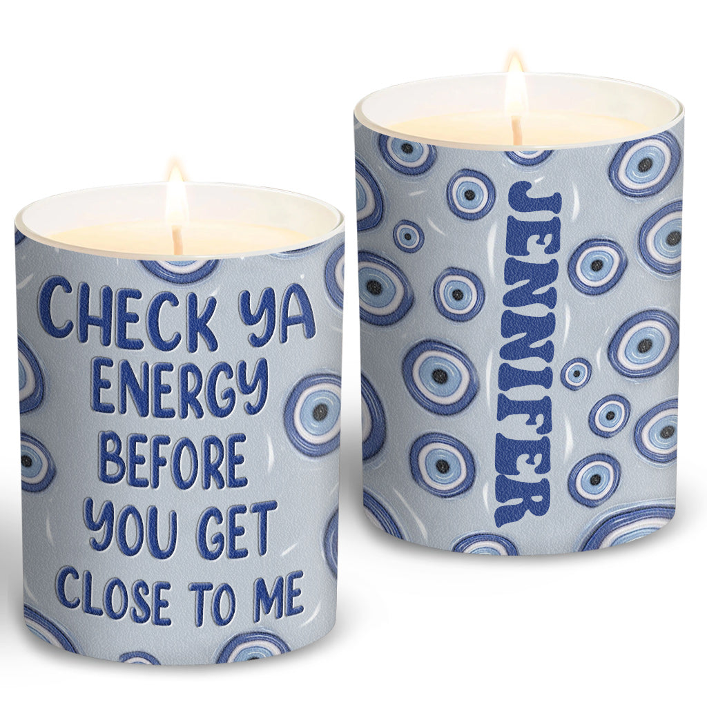 Check Ya Energy - Bougie de sorcière personnalisée avec couvercle en bois