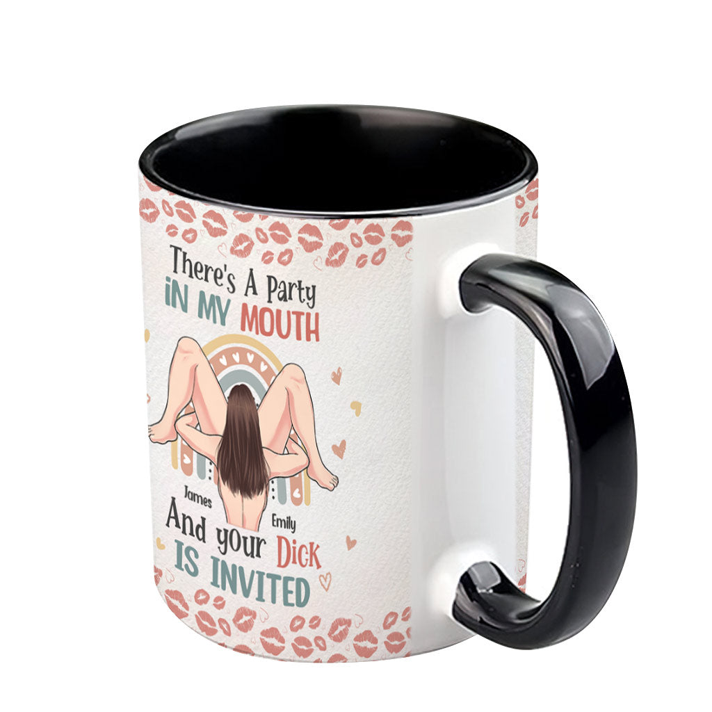 « J’ai la fête dans la bouche » - Mug personnalisé pour couple