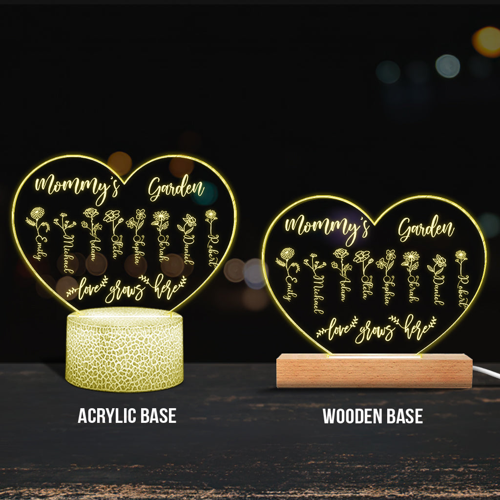 Le Jardin de Grand-Mère - Cadeau pour grand-mère, maman, tante, grand-père - Plaque lumineuse personnalisée
