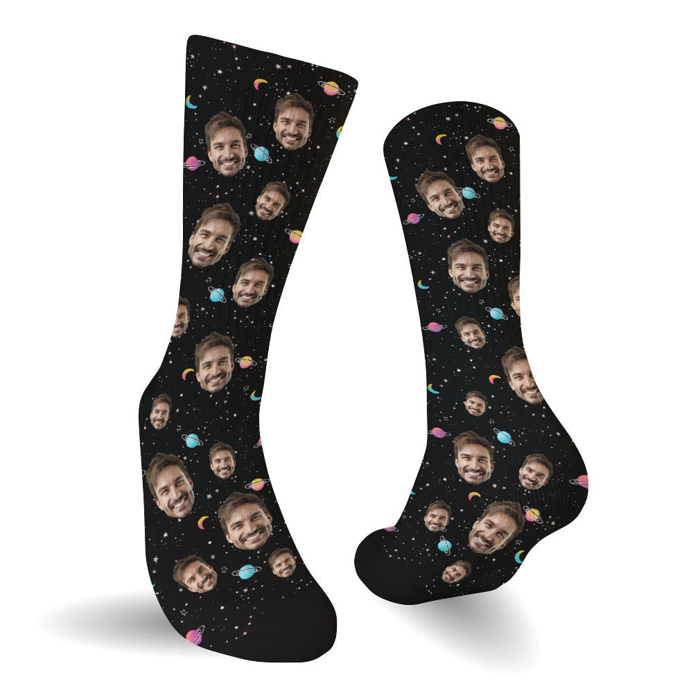 Chaussettes personnalisées pour beau-père - Face personnalisée Galaxy