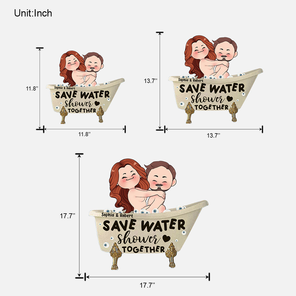 Save Water Shower Together - Personalized Couple Wood Sign