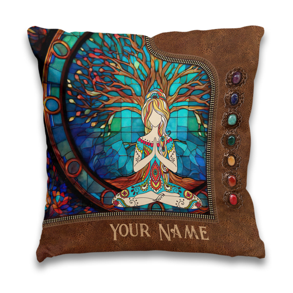 Namaste Green - Coussin décoratif de yoga personnalisé