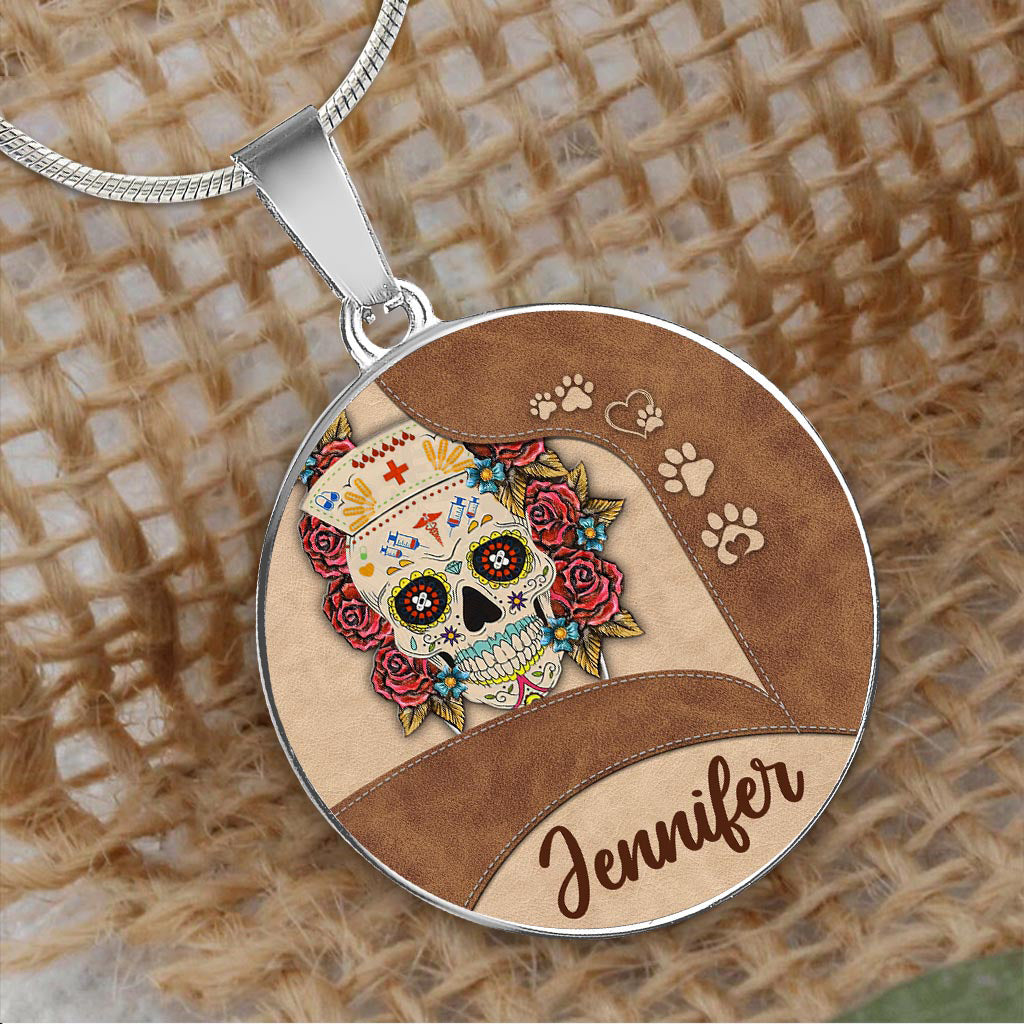 Vie d'infirmière - Collier pendentif rond personnalisé pour infirmière